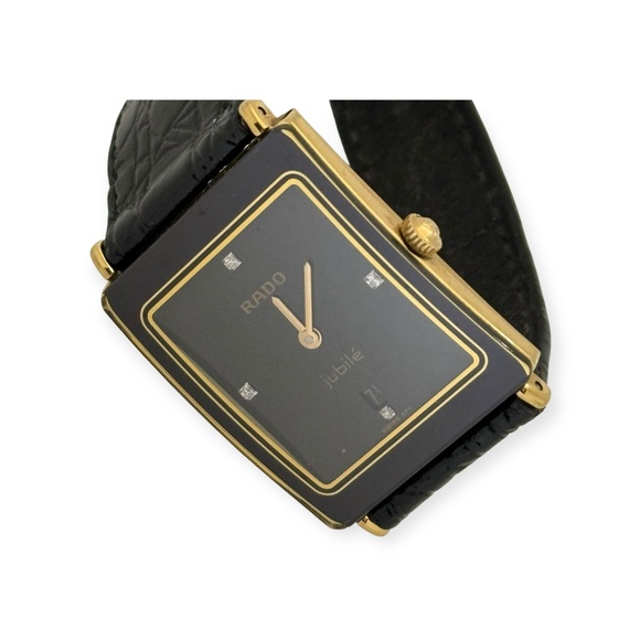 Rado ꔘ Iconic Jubile Integral Diamonds Watch ꔘ Black and Gold ꔘ Florence Strap - Picture 1 of 16